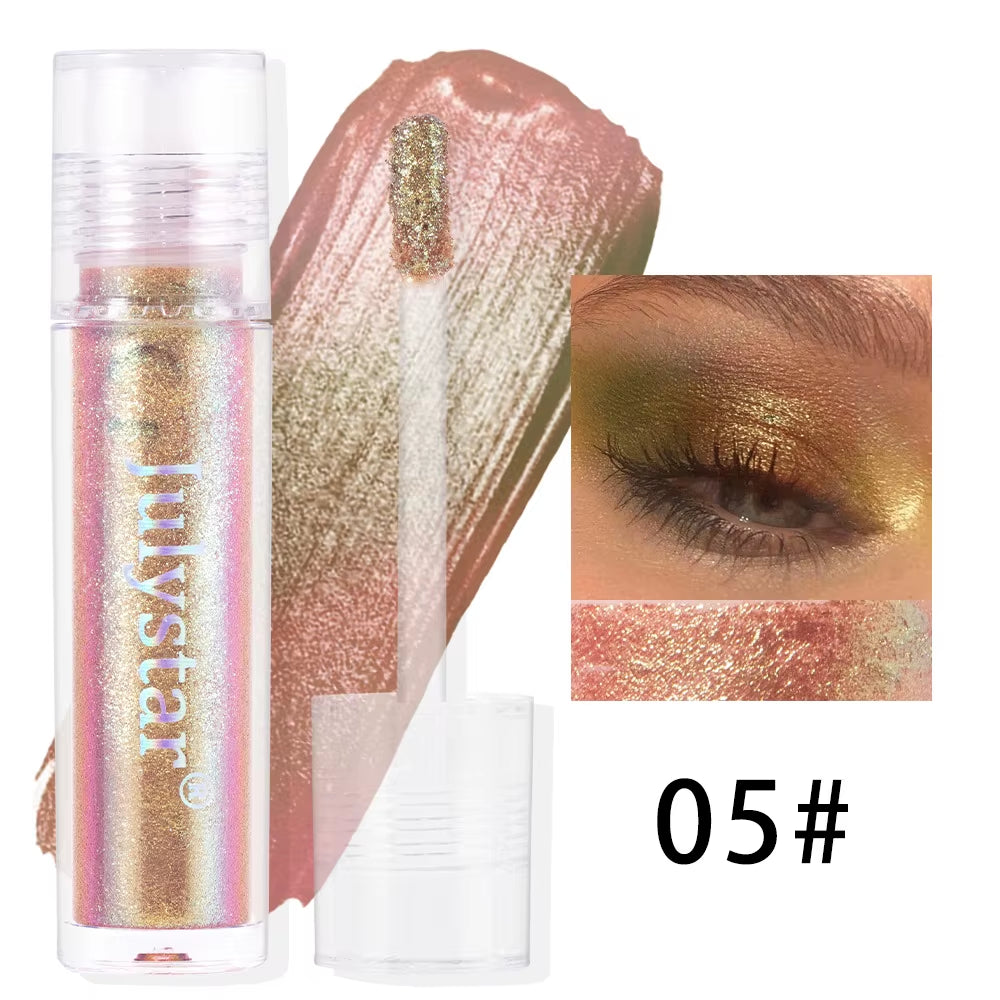 Glossy Pink Chameleon Liquid Eye Shadow Metallic Color Changing Holographic Multichrome Glitter Highlighter Highly Pigmented