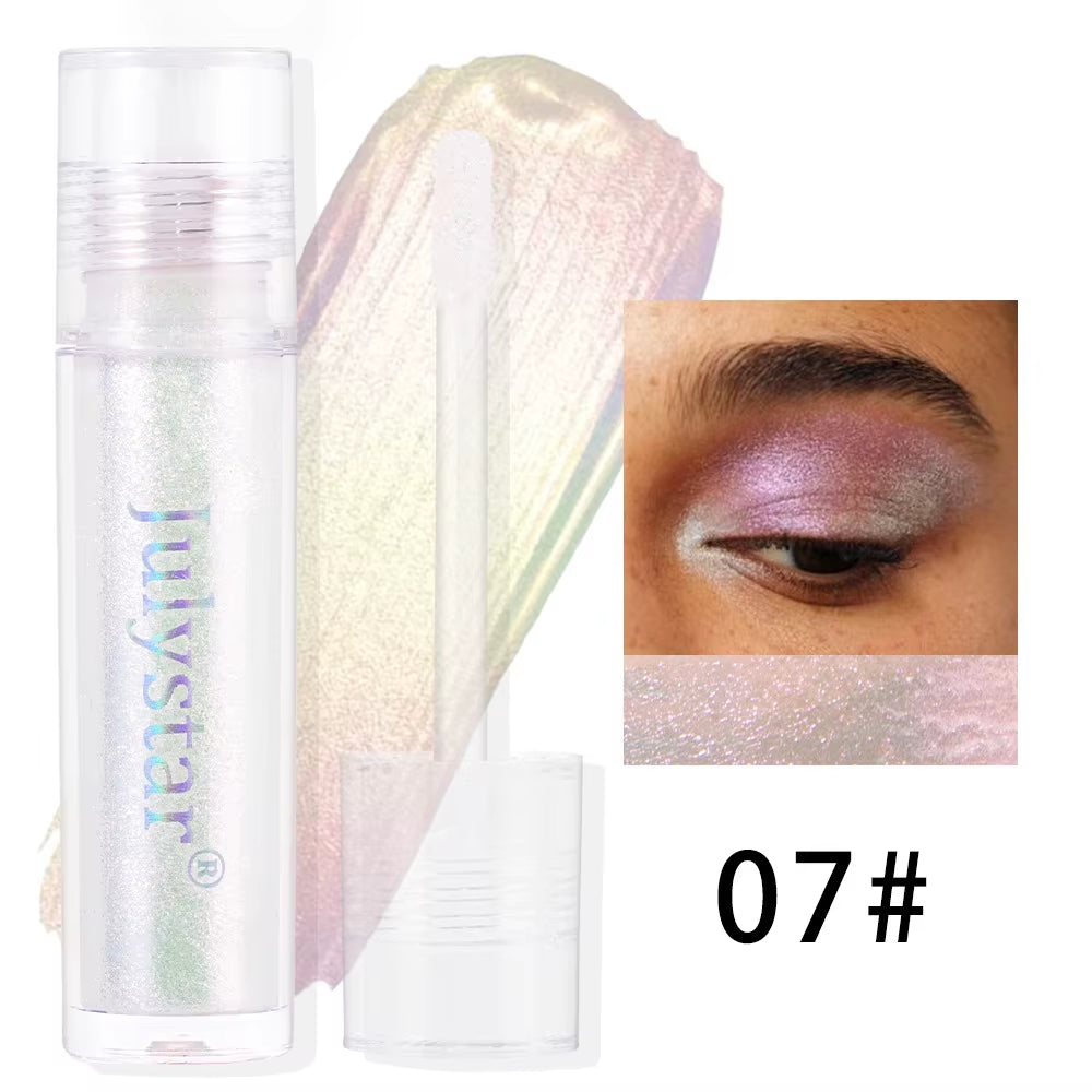 Glossy Pink Chameleon Liquid Eye Shadow Metallic Color Changing Holographic Multichrome Glitter Highlighter Highly Pigmented