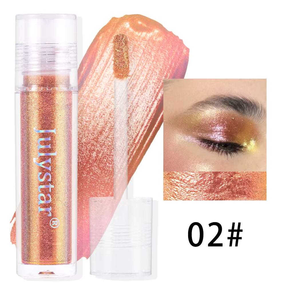 Glossy Pink Chameleon Liquid Eye Shadow Metallic Color Changing Holographic Multichrome Glitter Highlighter Highly Pigmented