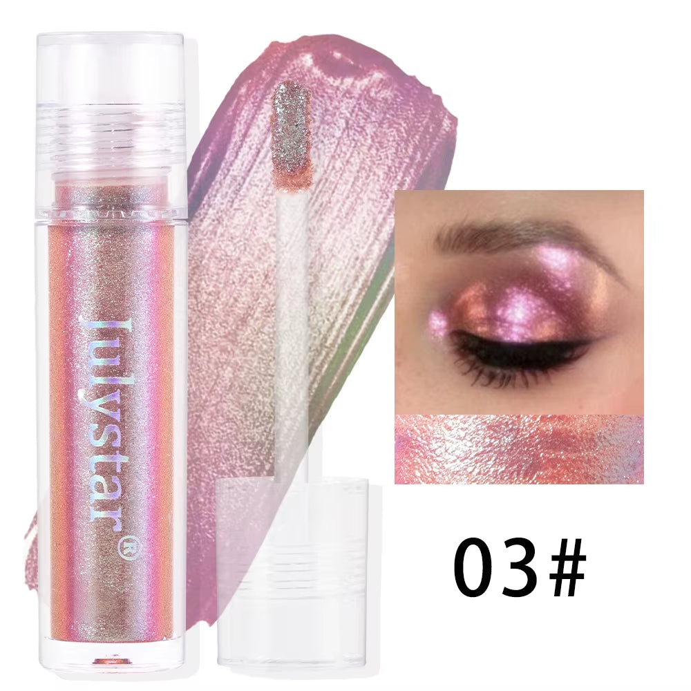 Glossy Pink Chameleon Liquid Eye Shadow Metallic Color Changing Holographic Multichrome Glitter Highlighter Highly Pigmented