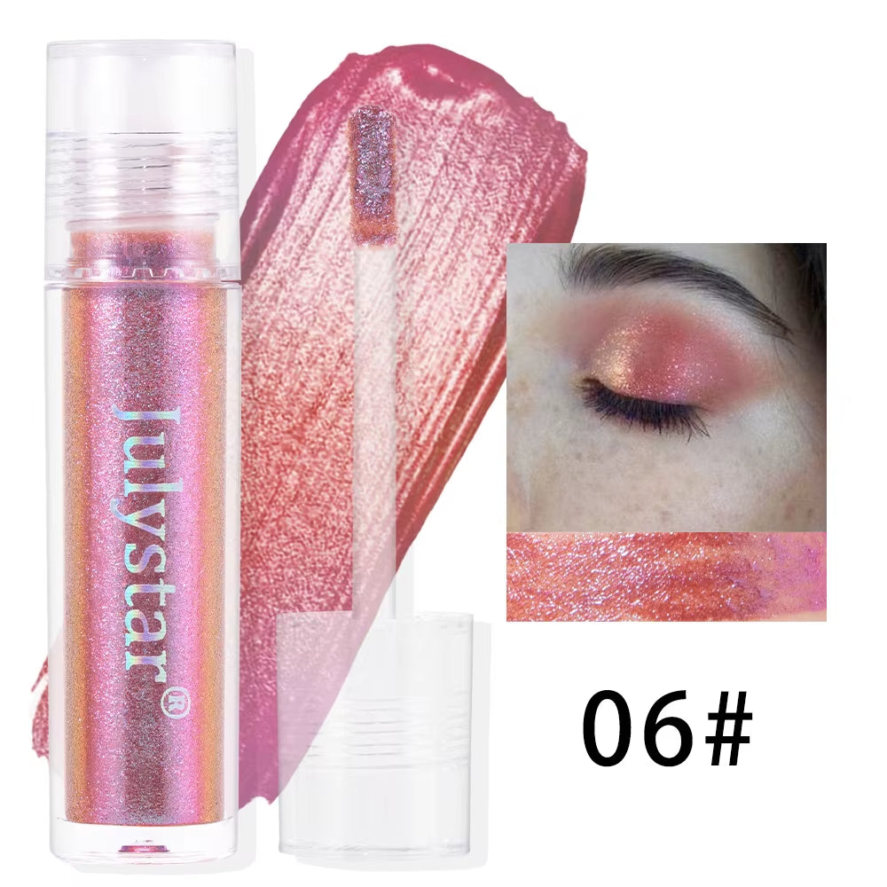 Glossy Pink Chameleon Liquid Eye Shadow Metallic Color Changing Holographic Multichrome Glitter Highlighter Highly Pigmented